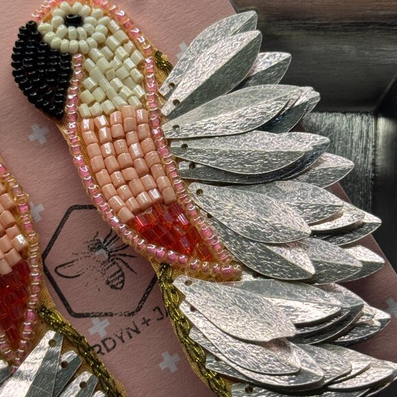 Jardin + Jane Parrot Earrings Beaded Statement Birds NEW - Picture 5 of 5
